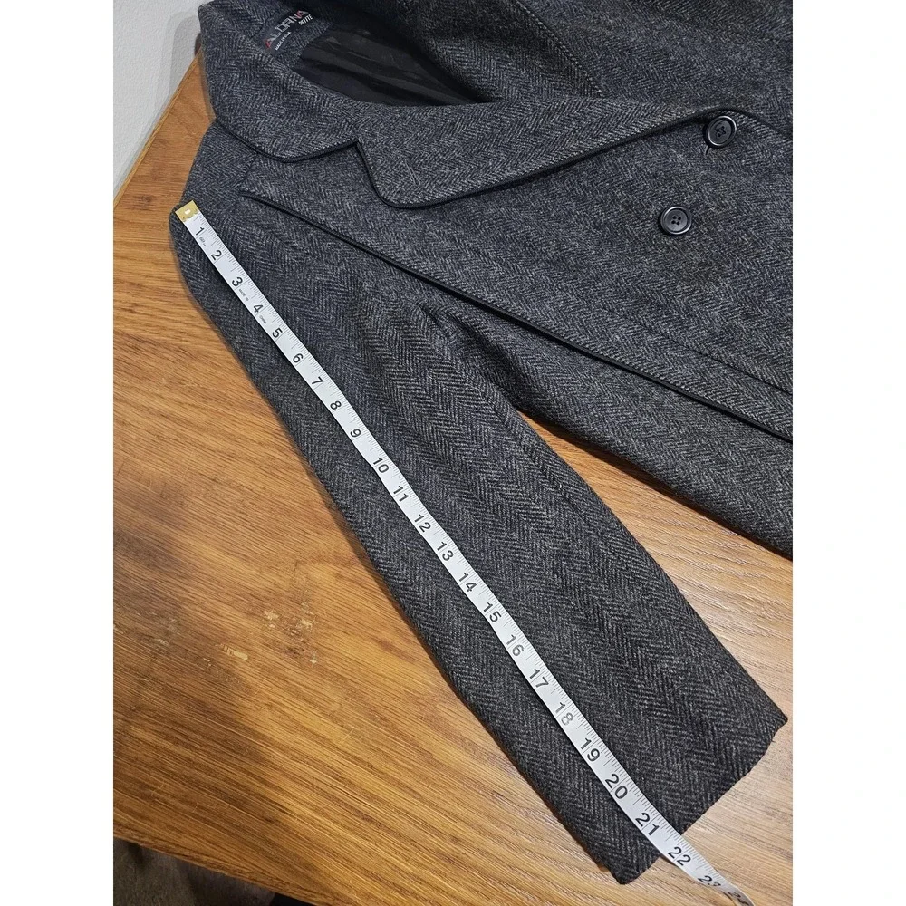 Alorna Coat Womens Medium Petite Gray Wool Herringbone Overcoat Long‎ Lined USA